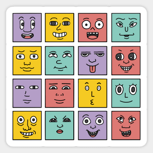 Square Funny Faces Sticker